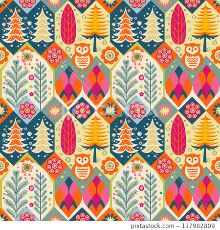 colorful trees on a light background. seamless pattern colorful trees on a light background. seamless pattern 117982809