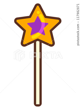 棒棒糖插圖（星形、橙色和紫色） 117982871