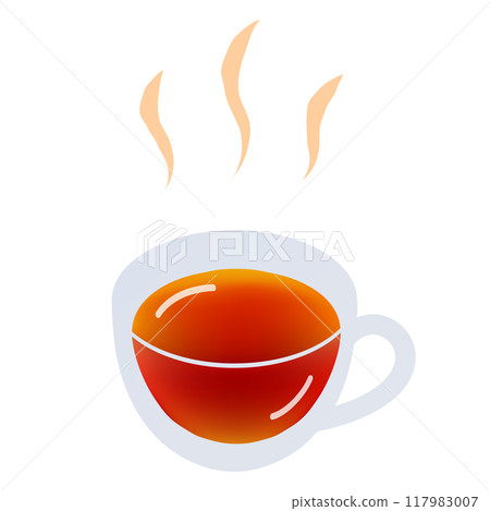 透明玻璃杯中的路易波士茶和蒸氣上升 117983007