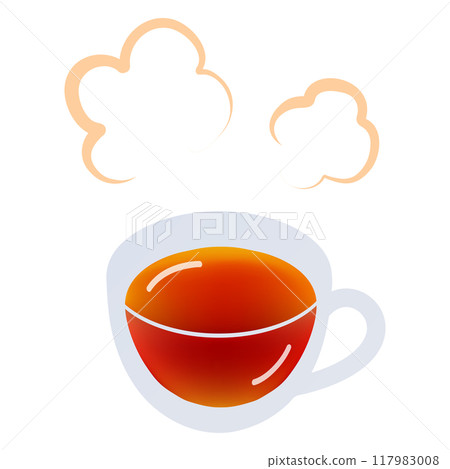 透明玻璃杯中的路易波士茶和蒸氣上升 透明玻璃杯中的路易波士茶和蒸氣上升 117983008