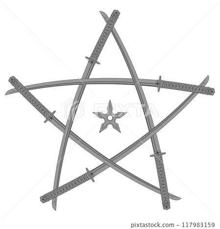 Katanas with shuriken forming a star 117983159