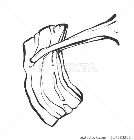 用鉗子烤肉的手寫畫筆繪畫風格插圖 117983202