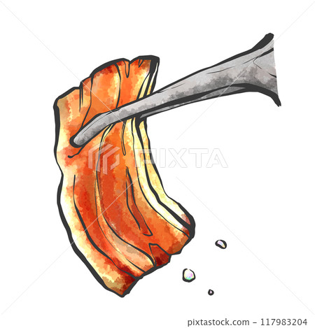 用鉗子烤肉的手寫畫筆繪畫風格插圖 用鉗子烤肉的手寫畫筆繪畫風格插圖 117983204