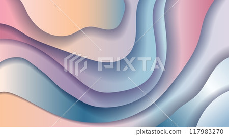 Abstract design showing layered wavy patterns in purple, blue, and pink shades, against a smooth gradient background. Concept of modern, fluid art. Vector illustration Abstract design showing layered wavy patterns in purple, blue, and pink shades, against a smooth gradient background. Concept of modern, fluid art. Vector illustration 117983270