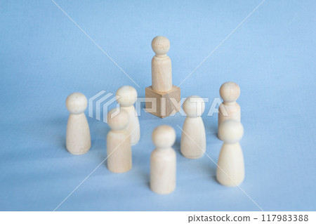 Leaadership concept. Toy blocks to illustrate concept. 117983388