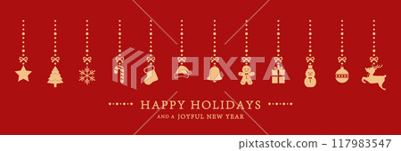 Simple and cute Christmas ornament illustration set, decoration, background, icon 117983547