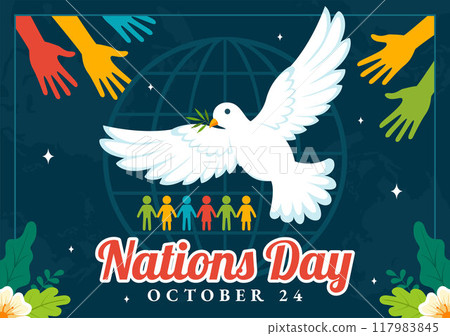 United Nations Day Celebration Vector Illustration on 24 October Featuring a Hand Holding the Earth to Public Service in a Flat Cartoon Background United Nations Day Celebration Vector Illustration on 24 October Featuring a Hand Holding the Earth to Public Service in a Flat Cartoon Background 117983845