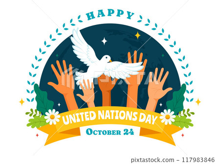 United Nations Day Celebration Vector Illustration on 24 October Featuring a Hand Holding the Earth to Public Service in a Flat Cartoon Background United Nations Day Celebration Vector Illustration on 24 October Featuring a Hand Holding the Earth to Public Service in a Flat Cartoon Background 117983846