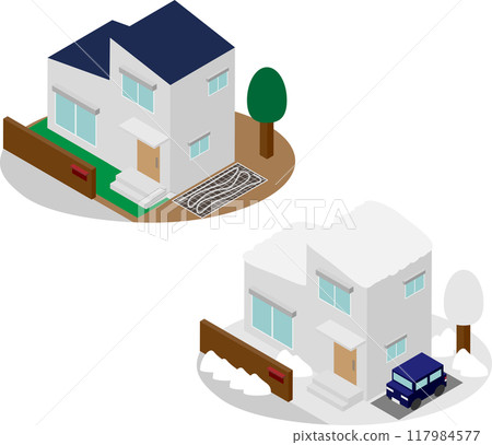 等距停車場道路暖氣房屋圖片素材 117984577