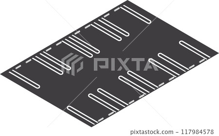 Isometric illustration of a parking lot with no cars parked 117984578
