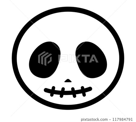 Skeleton face/skull illustration [2] [monochrome line drawing] 117984791