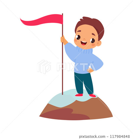 Boy Character Climb Mountain Do Sport Vector Illustration Boy Character Climb Mountain Do Sport Vector Illustration 117984848
