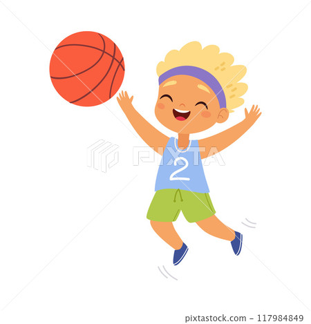 Boy Character Play Basketball Do Sport Vector Illustration Boy Character Play Basketball Do Sport Vector Illustration 117984849