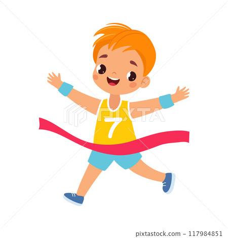 Boy Character Run Marathon Do Sport Vector Illustration Boy Character Run Marathon Do Sport Vector Illustration 117984851