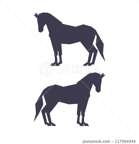 Horse or Equine Black Silhouette as Domesticated, Odd-toed, Hoofed Mammal Vector Set Horse or Equine Black Silhouette as Domesticated, Odd-toed, Hoofed Mammal Vector Set 117984948