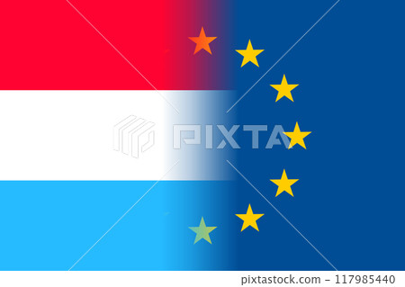 Luxembourg national flag with a star circle of EU 117985440
