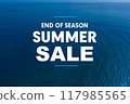 End of Summer Sale for banner, template design on the blue ocean background. 117985565