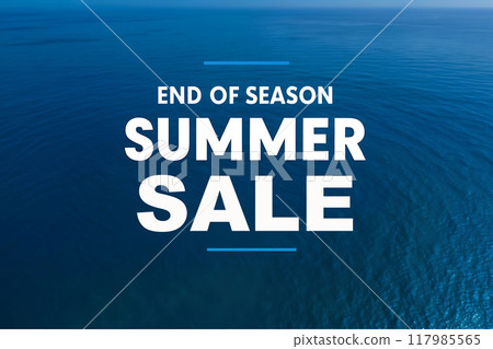 End of Summer Sale for banner, template design on the blue ocean background. 117985565