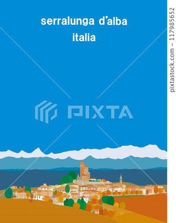 塞拉倫加達爾巴 皮埃蒙特 義大利 秋天 塞拉倫加達爾巴 皮埃蒙特 義大利 秋天 117985652