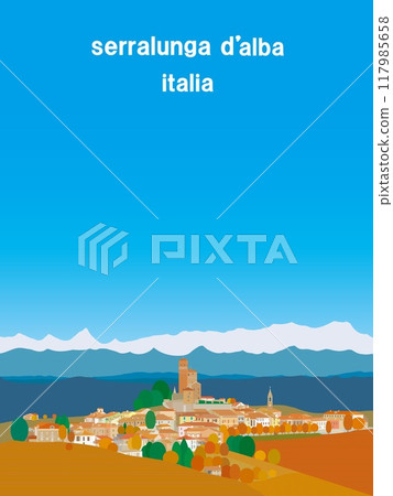 塞拉倫加達爾巴 皮埃蒙特 義大利 秋天 塞拉倫加達爾巴 皮埃蒙特 義大利 秋天 117985658