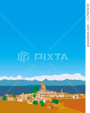 塞拉倫加達爾巴 皮埃蒙特 義大利 秋天 塞拉倫加達爾巴 皮埃蒙特 義大利 秋天 117985659