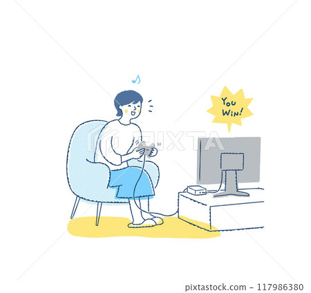 一個女人享受視頻遊戲 一個女人享受視頻遊戲 117986380