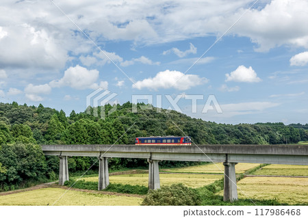 初秋在高架橋上行駛的大洗鹿島線機車【車輛八千方】 117986468