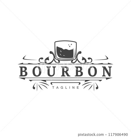 Whiskey Logo Design Old Drink Bottle Simple Style Retro Vintage Bar Restaurant Templet Illustration Whiskey Logo Design Old Drink Bottle Simple Style Retro Vintage Bar Restaurant Templet Illustration 117986490