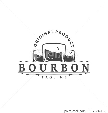 Whiskey Logo Design Old Drink Bottle Simple Style Retro Vintage Bar Restaurant Templet Illustration Whiskey Logo Design Old Drink Bottle Simple Style Retro Vintage Bar Restaurant Templet Illustration 117986492
