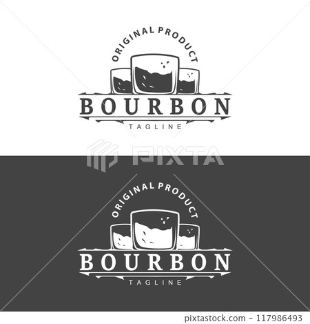 Whiskey Logo Design Old Drink Bottle Simple Style Retro Vintage Bar Restaurant Templet Illustration Whiskey Logo Design Old Drink Bottle Simple Style Retro Vintage Bar Restaurant Templet Illustration 117986493