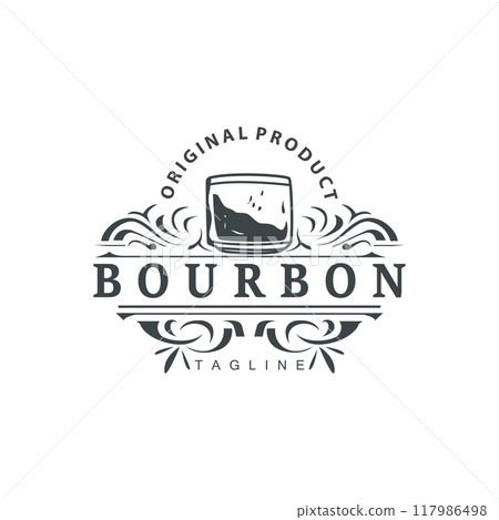 Whiskey Logo Design Old Drink Bottle Simple Style Retro Vintage Bar Restaurant Templet Illustration Whiskey Logo Design Old Drink Bottle Simple Style Retro Vintage Bar Restaurant Templet Illustration 117986498