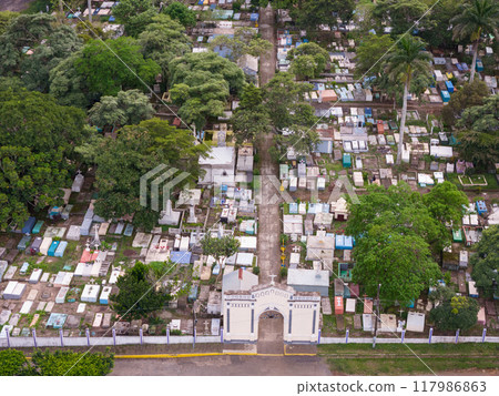 Entrance in cemetery graveyard 117986863