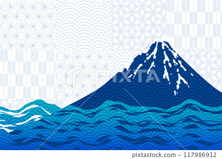 Japanese pattern Mt. Fuji New Year's card background 117986912