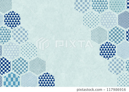 Japanese pattern blue New Year's card background Japanese pattern blue New Year's card background 117986916