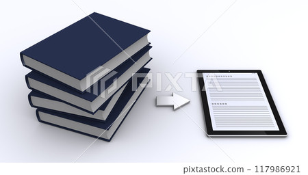 Books and tablets, digitalization of books 117986921