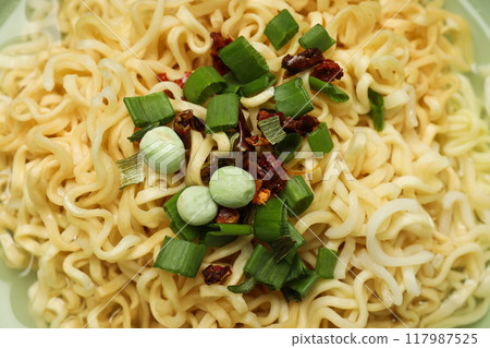 Concept of tasty fast food - instant noodles Concept of tasty fast food - instant noodles 117987525