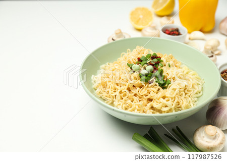 Concept of tasty fast food - instant noodles Concept of tasty fast food - instant noodles 117987526