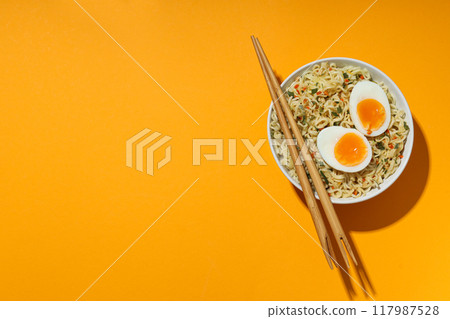 Concept of tasty fast food - instant noodles Concept of tasty fast food - instant noodles 117987528