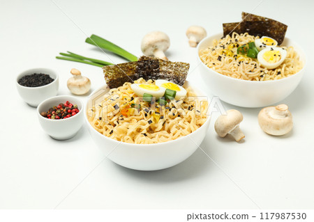 Concept of tasty fast food - instant noodles 117987530