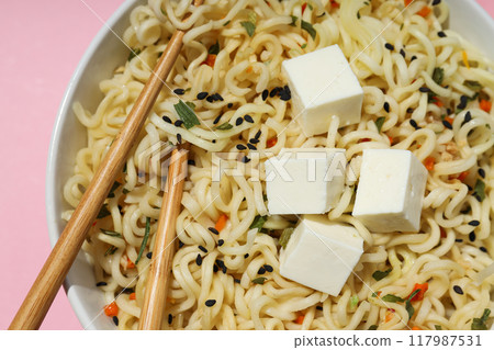 Concept of tasty fast food - instant noodles Concept of tasty fast food - instant noodles 117987531