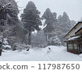 Shrine in a snowstorm 117987650