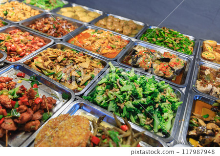 Delicious buffet in Chinese restaurant Delicious buffet in Chinese restaurant 117987948