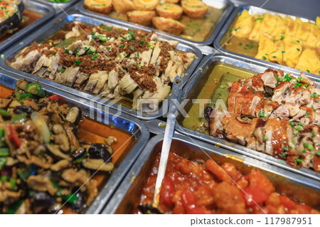 Delicious buffet in Chinese restaurant Delicious buffet in Chinese restaurant 117987951