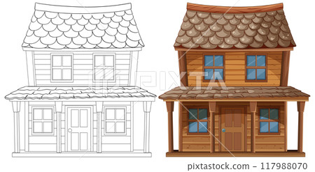 Rustic Wooden House Illustration Rustic Wooden House Illustration 117988070