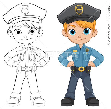 Cartoon Police Officer Character Illustration 117988073