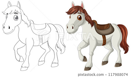 Cute Cartoon Horse Illustration 117988074