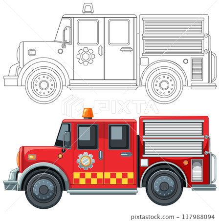 Colorful Fire Truck Illustration Colorful Fire Truck Illustration 117988094