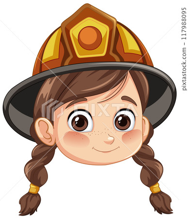 Young Girl Firefighter Illustration Young Girl Firefighter Illustration 117988095