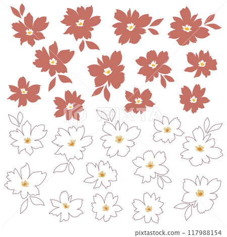 Abstract cute and simple flower material collection, 117988154
