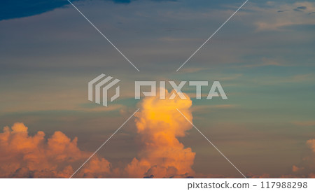 Summer evening blue sky and cumulonimbus clouds b-1 117988298